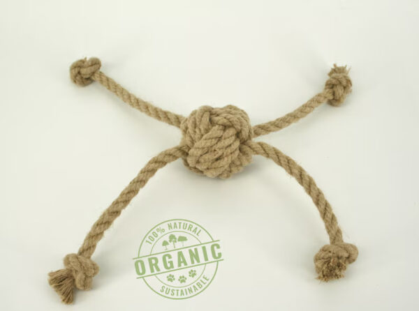 Hemp rope dog toy, LARGE size dog chew toy. Versatile dog toy for training and fun